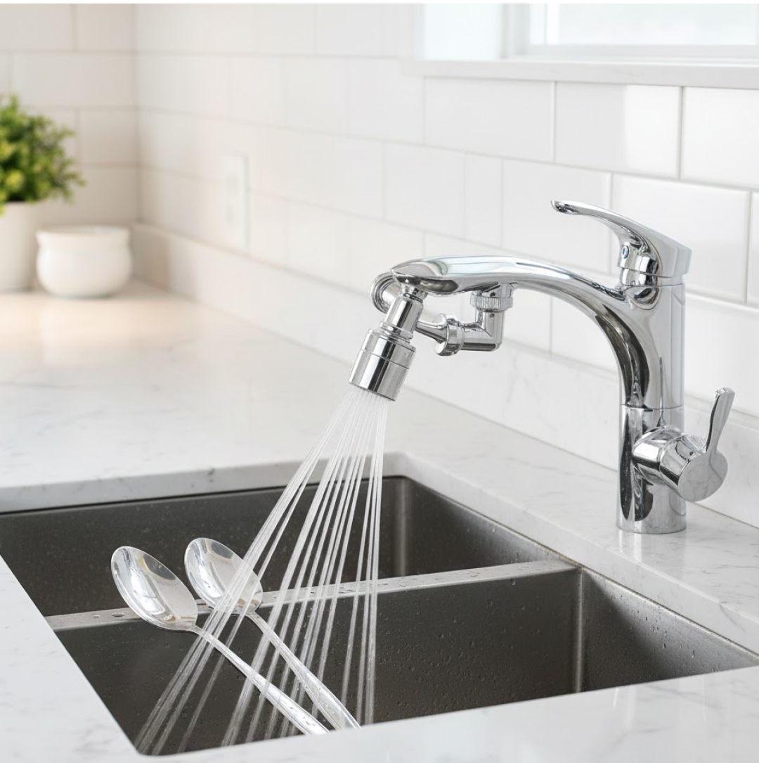 Bathora Rotating Faucet Sprayer head with 1080-degree swivel for kitchen sink.