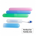 Durable plastic hygienic toothbrush holder in a vibrant blue color.