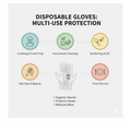 Hand wearing a multipurpose disposable glove while cleaning a surface.