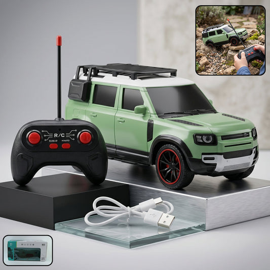 Kids playing with high-speed remote control racing car