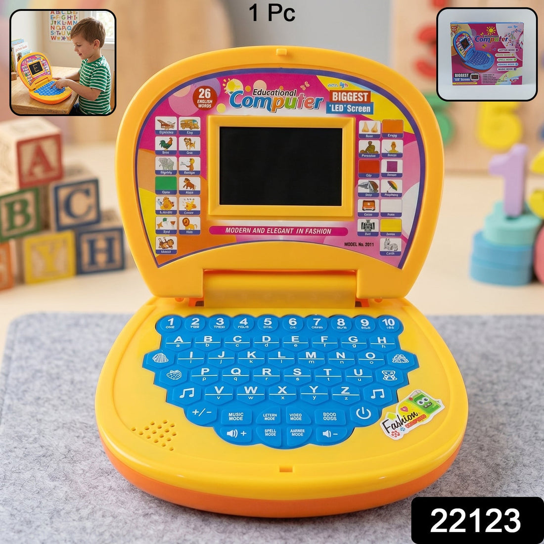 Kids educational laptop with colorful design for learning