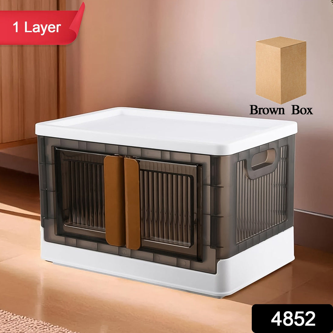 Plastic folding wardrobe organizer with wheels in black and white design