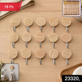 Stylish wooden look wall hooks 18 pack