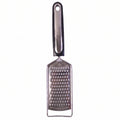 Slim stainless steel cheese grater on white background