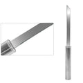 Ergonomic utility knife demonstrating its sharp cutting ability on an onion.