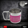 Ergonomic handheld flour sifter with clear measuring marks for precise baking.