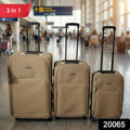 Soft side trolley luggage set with extended retractable handles for easy transport
