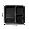 Durable plastic serving tray featuring raised rim to minimize spills