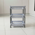 Sturdy plastic 3-layer rack ideal for fruits and pantry storage