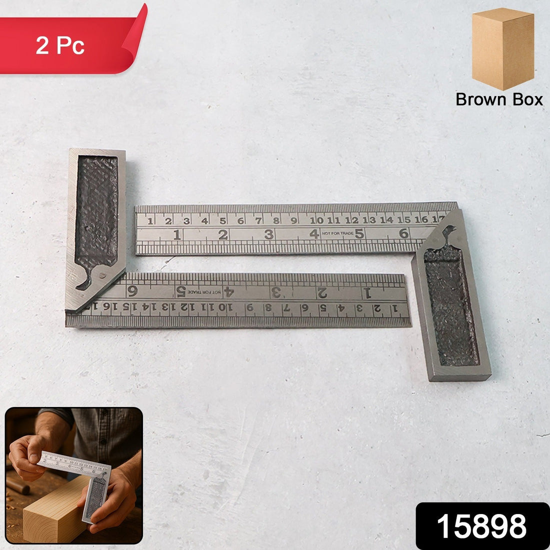 Metal try square ruler set made from corrosion resistant steel for precise measuring