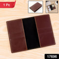 Close-up of PU leather card holder with multiple card slots for organized storage
