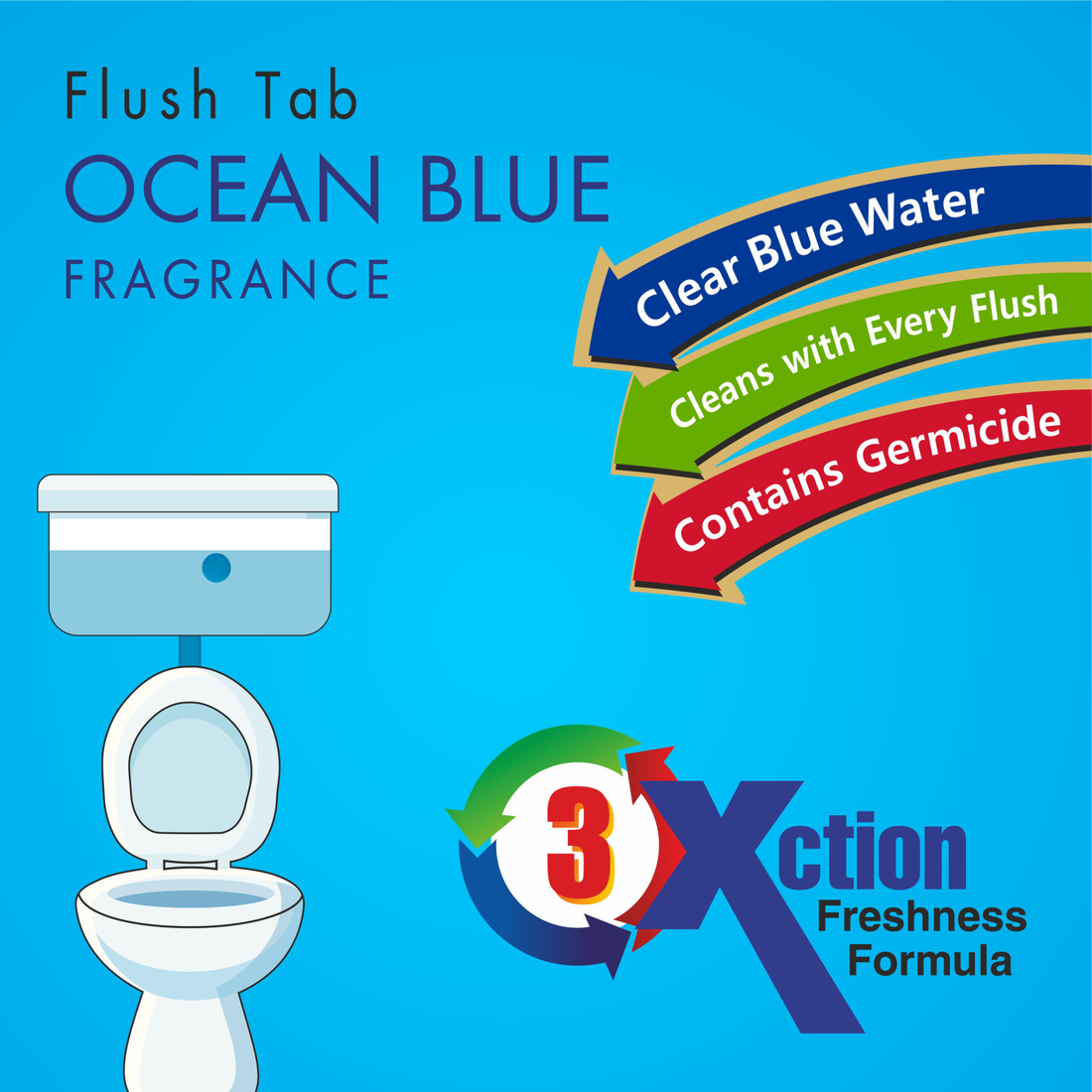 Wonder Fresh Ocean Blue Toilet Cleaner Flush Tab, 50g, for continuous toilet hygiene.