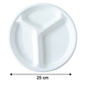 Dimensions view of 10 inch diameter biodegradable 3-compartment plate