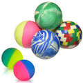 Multiple high-bouncing balls in dynamic motion, showcasing their vibrant hues and fun.