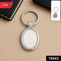 Elegant oval shape metal key ring holder with polished surface