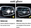 An example of the car mirror anti fog film being trimmed to fit a specific mirror shape.