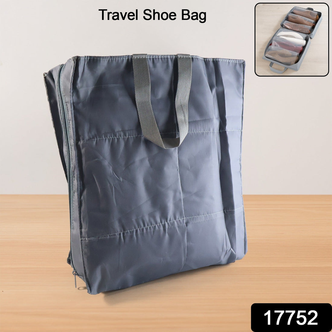 Waterproof travel shoe storage bag with zipper and carry handles