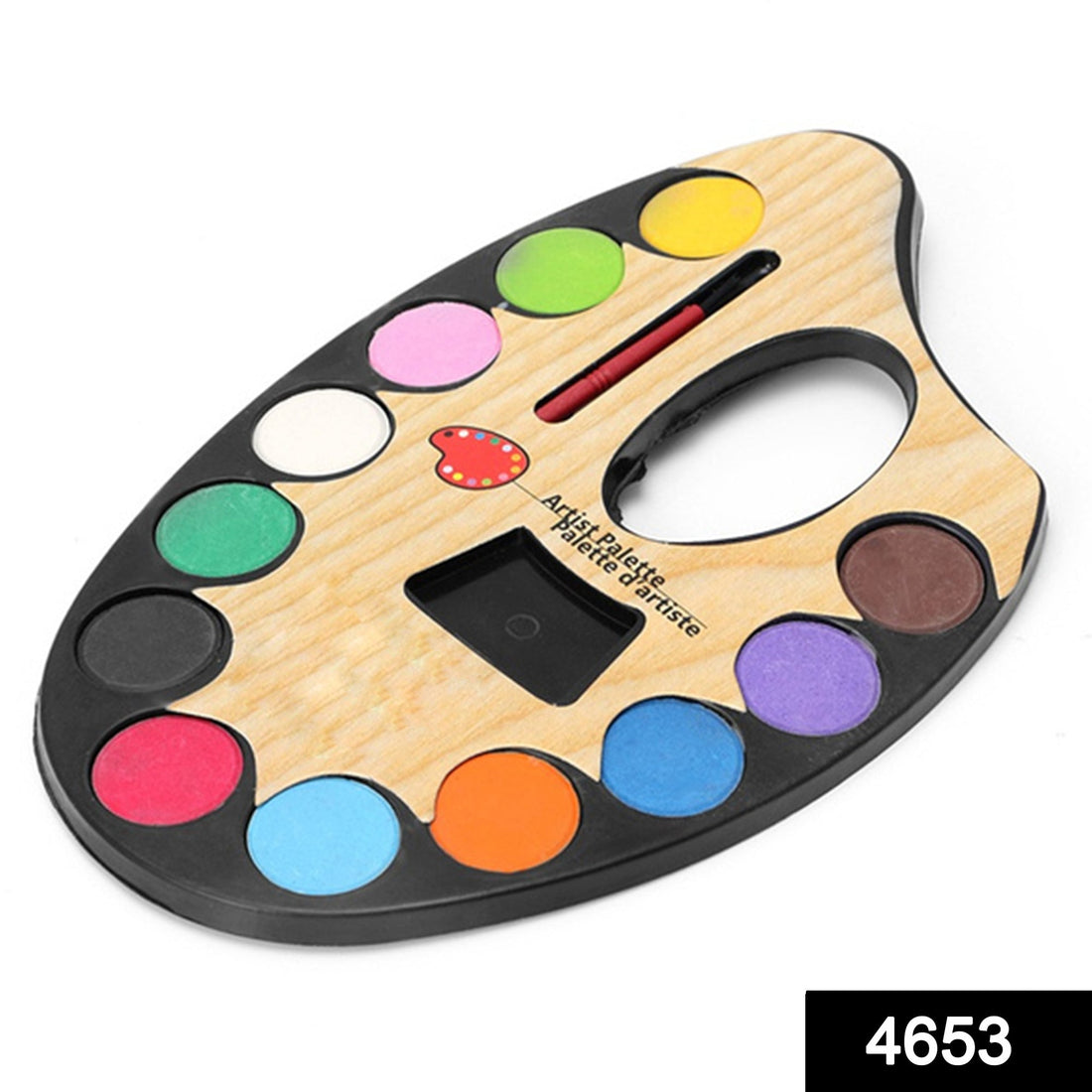 Non-Toxic Watercolor Set with 12 vibrant colors and artist brush.