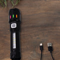 LED flashlight displaying multiple lighting modes for versatile use