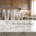 Multiple angles view of durable plastic drinking glass set
