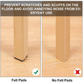 Table legs fitted with anti-slip felt pads for floor protection