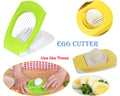 Assortment of Quickslice Egg Cutters in multiple colors, ready for use.