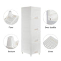 Compact multipurpose storage cabinet perfectly placed in a bathroom for toiletries.