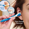 Complete silicone earwax remover system showing the handle and 16 replacement tips.