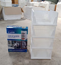 Lifestyle image showing the 4-layer plastic wardrobe drawer organizer in a home setting.