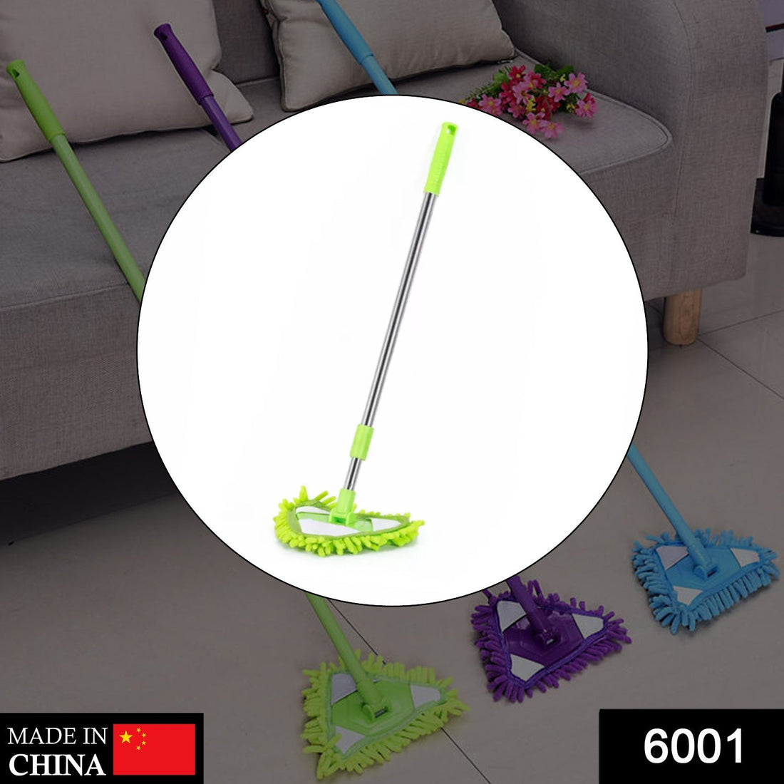 An adjustable triangle mop head with stainless steel for efficient floor cleaning.