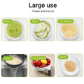 The multi-blade vegetable cutter and slicer laid out, highlighting its diverse slicing and shredding capabilities.