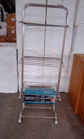 Foldable clothes drying rack on wheels suitable for indoor and outdoor laundry drying