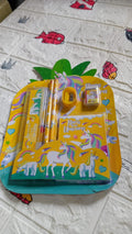 Compact stationery set with pencils, sharpener, and ruler, perfect for daily use.