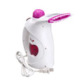 Versatile fabric steam tool showing its dual function for clothes and beauty.