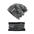 Front view of the comfortable and versatile woolen beanie scarf set.