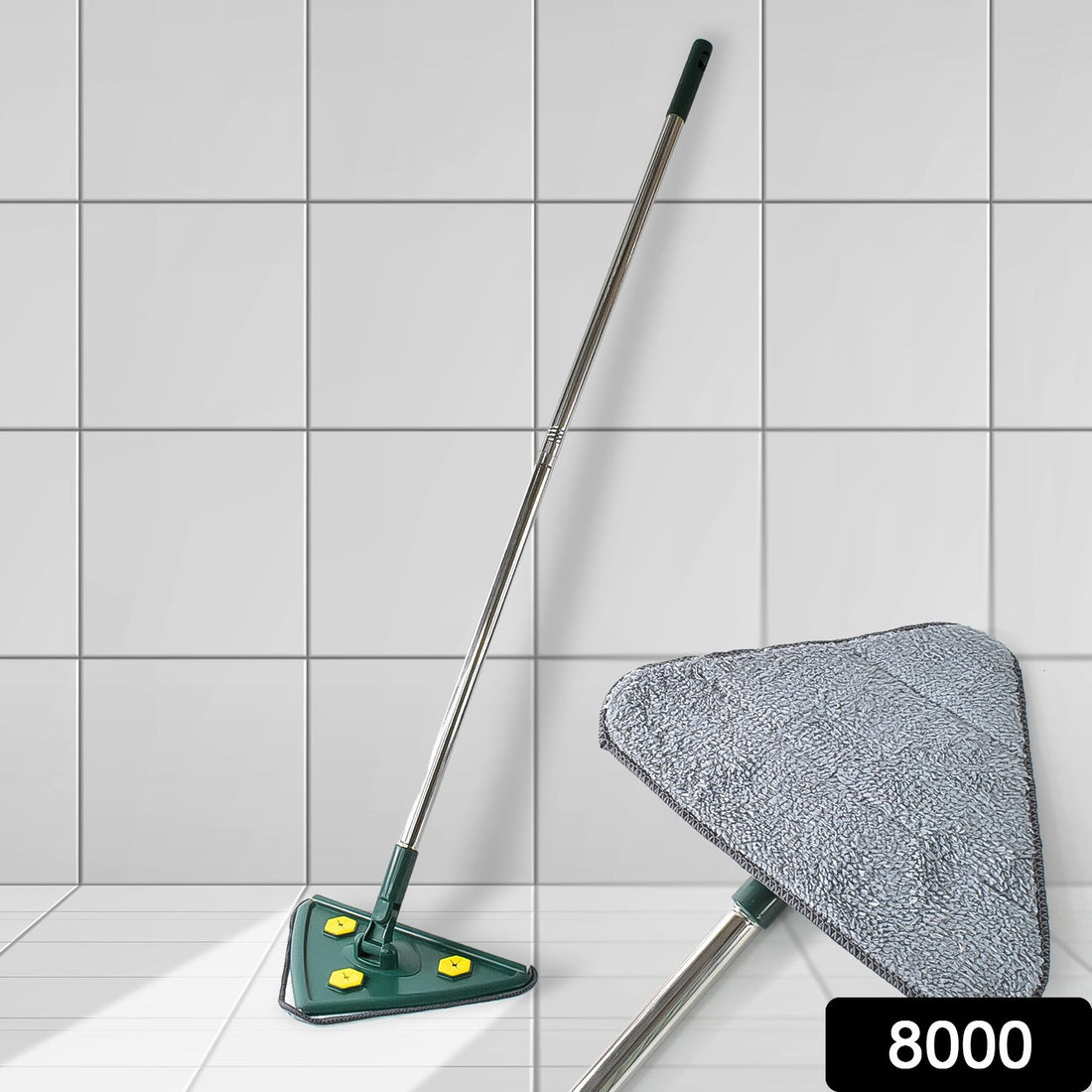 Front view of the 2-in-1 extendable triangle mop with a flexible head.