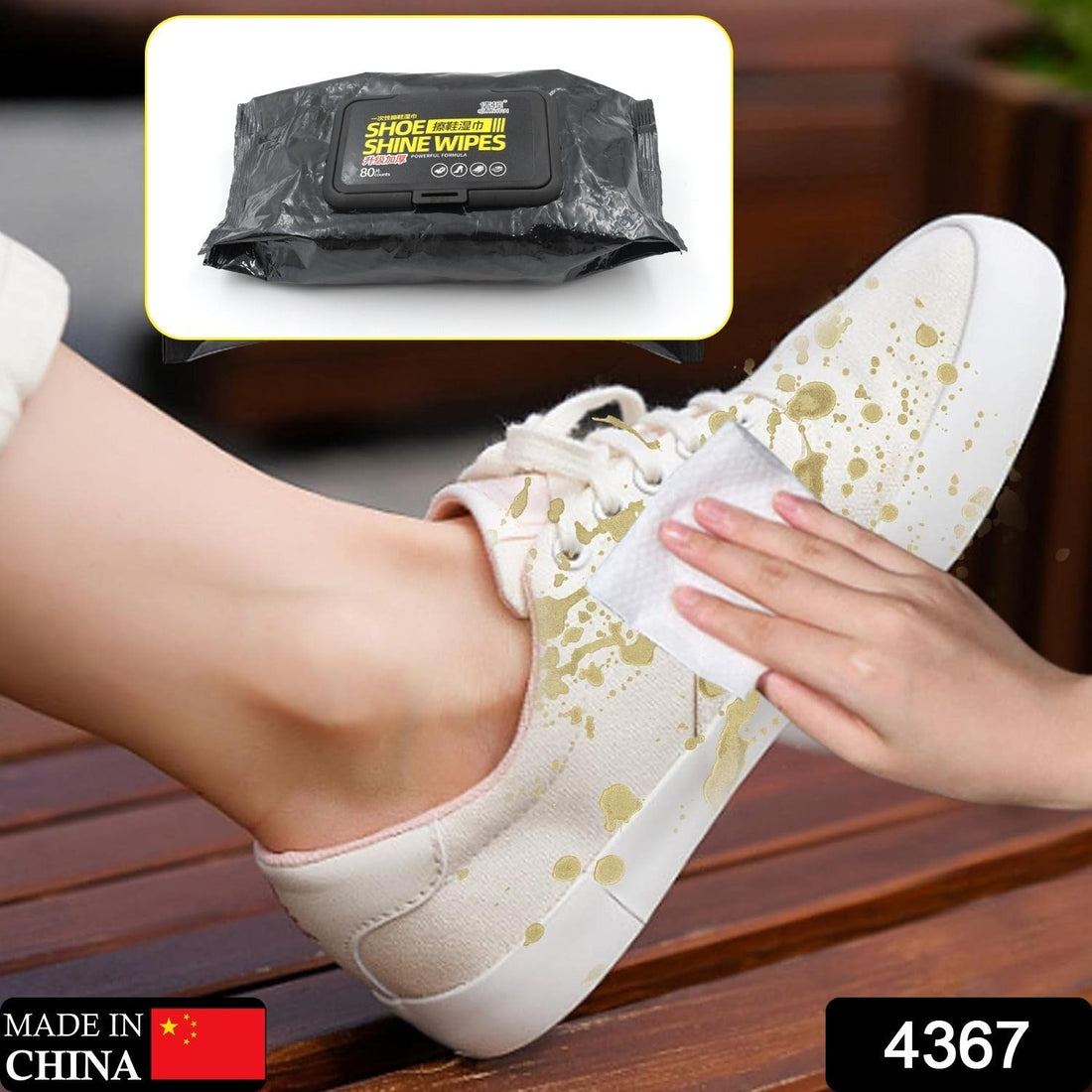 Travel-friendly shoe cleaning wet wipes pack for instant shoe care.