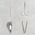 The AuriGlam 4-piece stainless steel nail clipper set displayed in its open case.