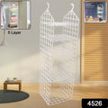 Side view showcasing the five distinct layers of this space-saving clothes storage rack.