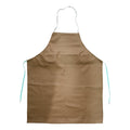 Protective kitchen apron showcasing long waist ties