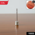 Close-up image of inflation needle adapter for basketball and football pumps