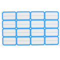 Sheet showcasing self-adhesive rectangular label stickers for jars