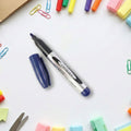 Premium permanent blue marker pen angled for easy writing
