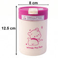 Aesthetic glass tumbler with cartoon print, lid, and straw