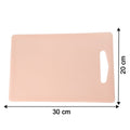 Plastic chopping board showing size dimensions