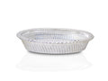 Elegant oval silver tray showcasing its royal embossed design.