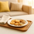 Durable plastic round serving plate 19 cm suitable for snacks and desserts