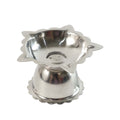 Polished metal sunflower diya stand ideal for daily pooja use