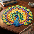 Stylish printed peacock round rug for indoor use