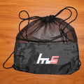Mesh drawstring gym sack displayed flat, highlighting its lightweight design.